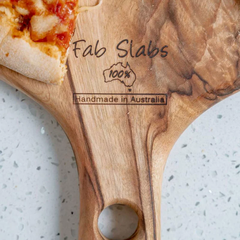 HomeRoots Natural Laurel Wood Anti Bacterial Round Pizza Paddle Board - Image 6