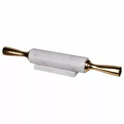 A&B Home 16.5" White And Gold Modern Style Glossy Finished Rolling Pin