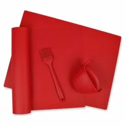 Design Imports DII Modern Silicone Seamless Kitchen Baking Mats In Red (Set Of 4)