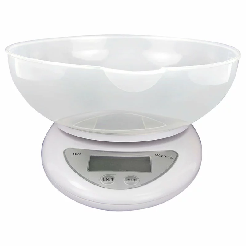 Home Basics Digital Food Scale, Plastic Bowl, White
