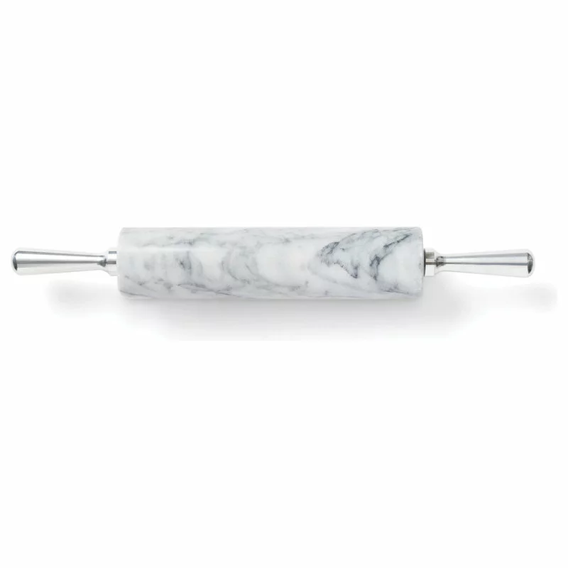 Fox Run 8648 Marble Rolling Pin And Base With Aluminum Handles, 17.5", White - Image 2