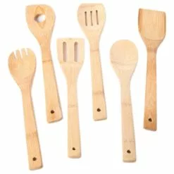 Huji 6-Piece Bamboo Wooden Kitchen Cooking Utensils Set