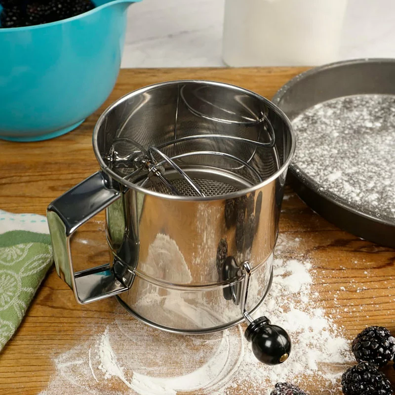 RSVP Endurance Stainless Steel 5 Cup Crank Style Flour Sifter - Image 3
