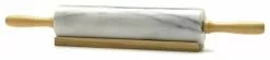 RSVP White Marble Rolling Pin With Wooden Stand, 10 Inch