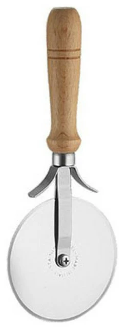 Eppicotispai Stainless Steel Pizza Cutter With Wooden Handle, 10-cm / 3.9''