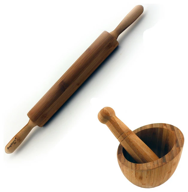 BergHOFF International Inc. Bamboo 2 Piece Prep Set: Rolling Pin & Garlic Bowl
