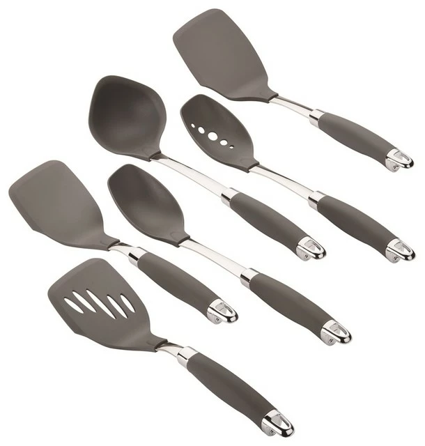 Anolon SureGrip Nylon Nonstick Utensil Set, Gray